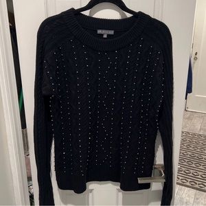 Sparkly Cable Knit Sweater - Black, Medium